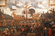 La nave de la Iglesia, con la 'intolerancia' de sus sólidas maderas, protege la Verdad recibida y protege a la sociedad de los males de perderla. 'Alegría de la Iglesia triunfante' de Elia Naurizio (1589-1657).