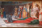 Pietro Aldi, 'Enrique IV en Canossa' (1885): el emperador, excomulgado por el Papa, tuvo que acudir a él despojado de todo poder por la fuerza de esa sanción en defensa de la libertad de la Iglesia.