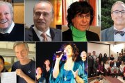 De izquierda a derecha y de arriba abajo: Kiko Argüello, José Carlos González-Hurtado (EWTN), Marta Sanz Lovaine, Horacio Silvestre (IES San Mateo), Reina y Romain (Misericordia), Matina y Gospel Libertad, equipo de Fertilitas.
