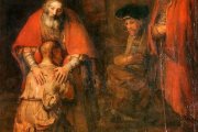 «El retorno del hijo pródigo» (detalle), cuadro de Rembrandt (1662) que expresa la esencia del cristianismo: el perdón de Dios al pecador arrepentido y su amor de padre que se anticipa a los deseos del hijo.