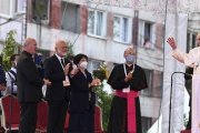 El Papa Francisco en su encuentro con los gitanos en Kosice, Eslovaquia