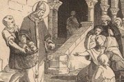San Euquerio hace la caridad.