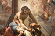 Una bella expresión del amor de Dios: el abrazo místico de San Bernardo a Jesús Crucificado, retablo en la capilla de San Francisco de la iglesia de San Bernardo alle Terme, en Roma.