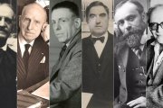 De izquierda a derecha: Louis Vierne, Paul Paray, Francis Poulenc, Maurice Duruflé, Charles Tournemire y Olivier Messiaen.