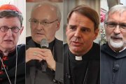 De izquierda a derecha, el cardenal Woelki y los obispos Voderholzer, Oster y Hanke.