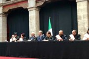 El Gran Maestro del Rito Nacional Mexicano Marcelino Núñez Mondragón, en el centro de la foto, durante el CXCVII Congreso General Ordinario del Rito Nacional Mexicano.