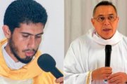 Los sacerdotes Denis Martínez y Leonel Balmaceda, dos nuevos religiosos desterrados de Nicaragua a Roma por el régimen de Ortega.