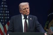 El presidente de Estados Unidos, Donald Trump, en su mensaje sobre la iniciativa "America prays" en el Museo de la Biblia.