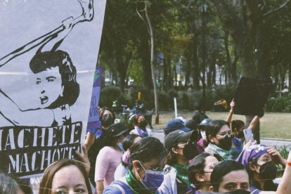 Una concentración de feministas.
