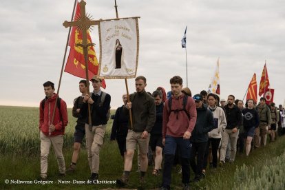 Banderas de Capítulos en la peregrinación de París a Chartres,