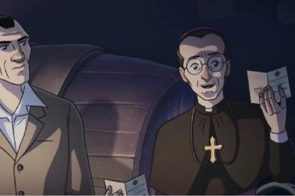 El venerable cardenal Dalla Costa explica su red clandestina al campeón ciclista (y terciario carmelita) Gino Bartali