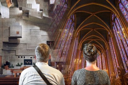 Iglesia de San Nicolás en Heremence, en Suiza, y Saint Chapelle, en Francia.