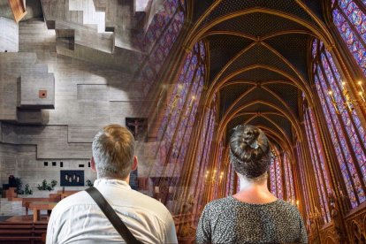 Iglesia de San Nicolás en Heremence, en Suiza, y Saint Chapelle, en Francia.