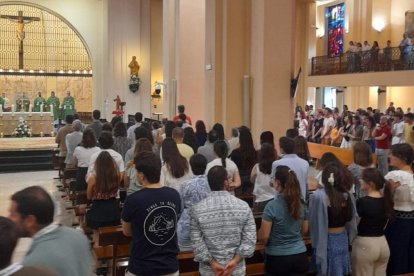 Una misa de junio, Mes del Sagrado Corazón, en el santuario del Sagrado Corazón del Cerro de los Ángeles, en Getafe, en 2023