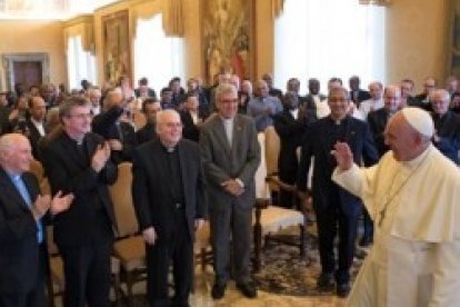 El Papa Francisco con misioneros claretianos el pasado mes de septiembre... Un tercio de los territorios eclesiales son oficialmente zona de misión