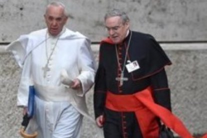 El cardenal Sistach con el Papa Francisco el pasado 10 de octubre de 2015, al iniciarse el Sínodo de la Familia