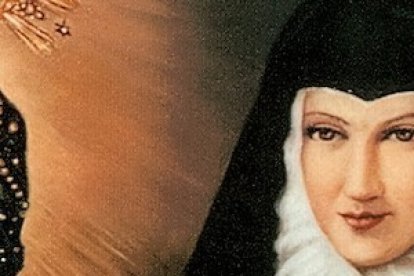 Sor Patrocinio junto a la imagen que aparecio milagrosamente en el convento tras la aparicion