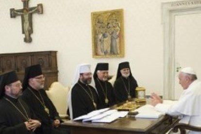 El Papa Francisco con una delegación de obispos grecocatólicos de Ucrania