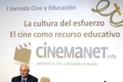 Daniel Arasa, durante uno de los actos de CinemaNet, en este acso sobre cine y educación