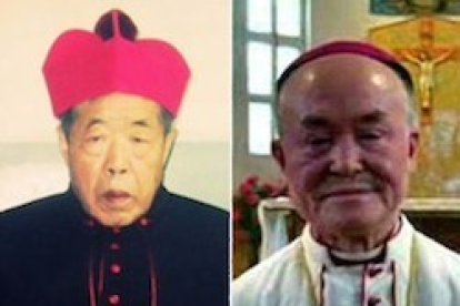 A la izquierda, monseñor Li; a la derecha, monseñor Xie.