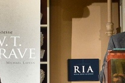 Liam Crosgrave, en 2014 en la Royal Irish Academy, en la presentación de un libro sobre su padre y predecesor. Foto: Ruth Kennedy, HumphrysFamilyTree.com