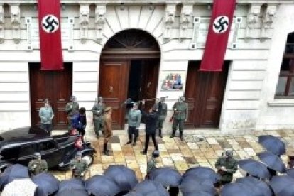 Un detalle del rodaje de Red de Libertad... Burgos se convierte en la Metz ocupada