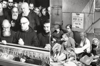 La muerte del Padre Pío el 23 de septiembre de 1968 dio lugar a una gran movilización popular para ver sus restos y asistir al funeral. Fotos: Ansa.it