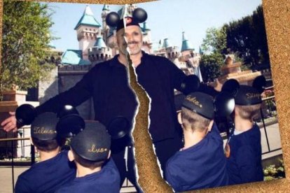 Foto que difundió Miguel Bosé de las dos parejas de gemelos en Disneylandia... luego llegó la ruptura