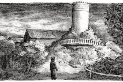 Una de las ilustraciones de Michaela Harrison para "Un cuento de Navidad para Le Barroux".