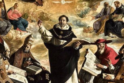 Francisco de Zurbarán, «Apoteosis de Santo Tomás de Aquino» (detalle, 1631). Museo de Bellas Artes de Sevilla.