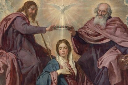 «La Coronación de la Virgen» (detalle) de Diego de Silva y Velázquez (1635-1636). Museo del Prado.