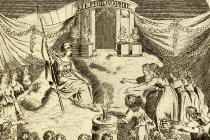 La Fiesta de la Razón, celebrada en la catedral de Notre Dame durante la Revolución Francesa, en noviembre de 1793. Días después comenzaba el periodo denominado como el Terror. Dibujo fechado ese año que se conserva en la Biblioteca Nacional de Francia.