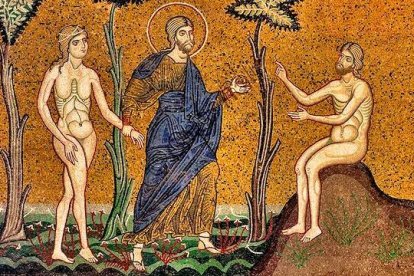 Dios presenta a Eva a Adán, en un fresco de la catedral de Monreale, en Sicilia (detalle).