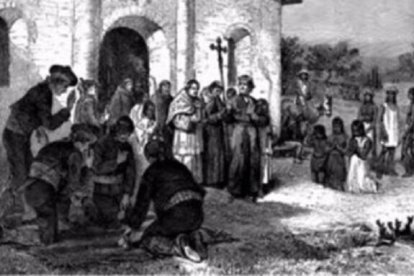 Imagén de una evangelización del libro 'Memorial', de Fray Alonso de Benavides - UNIVERSIDAD FRANCISCO DE VITORIA