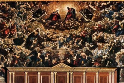 En la imagen, el «Paraíso» de Tintoretto (1588), en el Palacio Ducal de Venecia. Un lugar donde no existe el tiempo tal como lo conocemos y la compañía no es precisamente para «aburrirse».