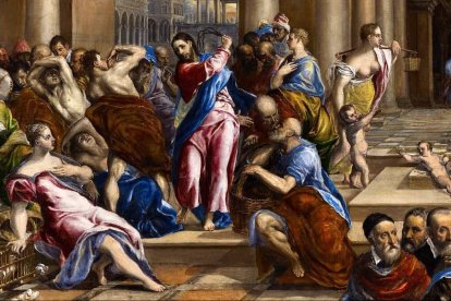 «Raza de víboras» y «sepulcros blanqueados» son expresiones de Jesucristo para actitudes similares a las que hoy se muestran con orgullo y obtienen el reconocimiento social. Imagen: El Greco, Jesús expulsa del Templo a los mercaderes (detalles).