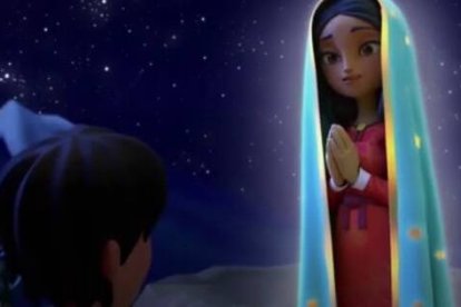 La aparición de la Virgen a San Juan Diego en un boceto de la película Tepeyac - no es la versión definitiva