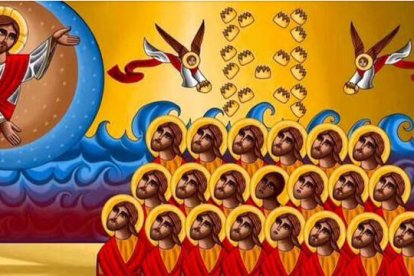 Icono con los mártires coptos asesinados en Libia