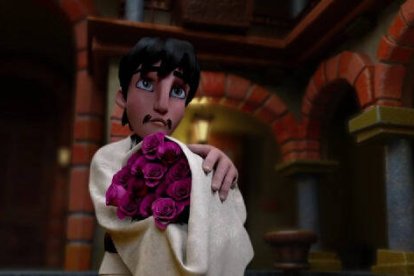 San Juan Diego con rosas de Castilla en el invierno mexicano... un héroe en la película Tepeyac