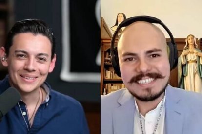 El presentador de "Tequila con Aquino", Patrick Quinlan y el propietario de "Burritos Crisóstomo", Francisco Anzures, que próximamente ingresará con los monjes trapenses.