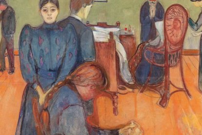 Huimos de la idea de la muerte, pero es nuestra única certeza en la vida. Nos espanta el dolor que la rodea, propio y ajeno. "Muerte en la habitación de la enferma" (1893, detalle), de Edvard Munch, Galería Nacional de Noruega.