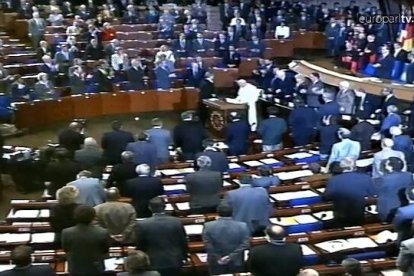 Juan Pablo II visitó el Parlamento Europeo el 11 de octubre de 1988 y habló, entre otras cosas, de libertad religiosa.