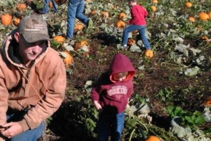 Imagen de los Miller recogiendo calabazas (Facebook Miller Farms Market)