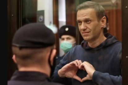 Alekséi Navalny en la primera parte de su juicio en febrero de 2021 -en la apelación habló de Cristo y sus palabras sobre la sed de justicia