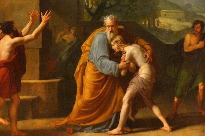 La certeza del amor de Dios como Padre nos anima a pedir su perdón por nuestros pecados. En la imagen, "El regreso del hijo pródigo" (detalle, 1806) de Michel Martin Drolling.