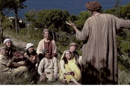 San Ireneo predicando... o quizá recibiendo predicación de San Policarpo en Esmirna -documental francés