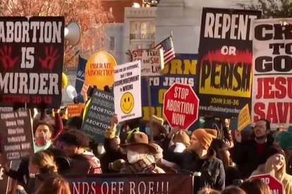 Concentración provida ante el Tribunal Supremo estadounidense, durante las audiencias del caso a principios de diciembre pasado. La sentencia se espera para el verano.