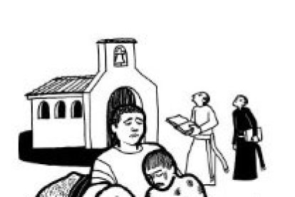 Se le acercó, le vendó las heridas.