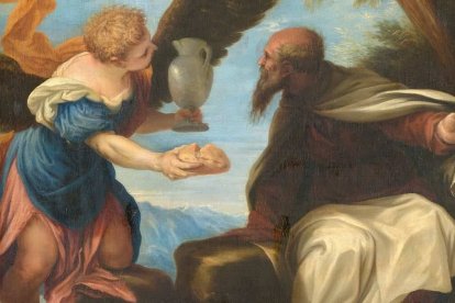 'El profeta Elías y el ángel', cuadro de Juan Antonio de Frías y Escalante (1668, detalle, Museo del Prado). El profeta, a diferencia del adivino, no está ocupado y temeroso con las cosas de la tierra, y el Cielo mismo le da de comer.