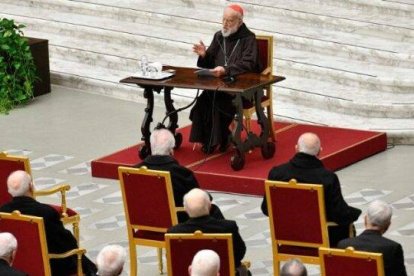 El cardenal Raniero Cantalamessa pronunció la última predicación de Cuaresma antes de la Semana Santa y Pascua de Resurrección, con el Papa Francisco ingresado en el Gemelli.